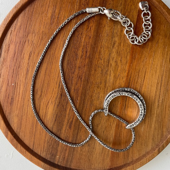 Silver Tone Moon Crystal Pendant Necklace by Brighton 15” - Picture 3 of 3